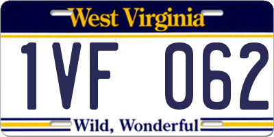 WV license plate 1VF062