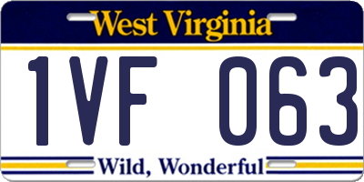 WV license plate 1VF063