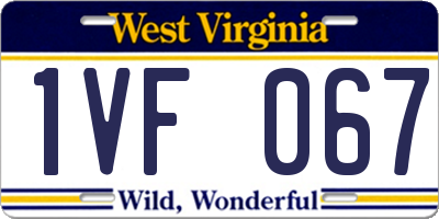 WV license plate 1VF067
