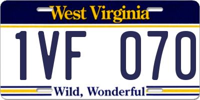 WV license plate 1VF070