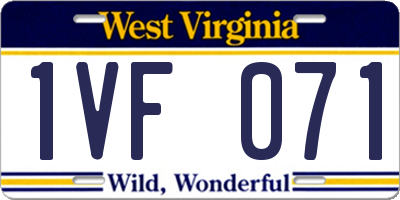 WV license plate 1VF071