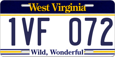 WV license plate 1VF072