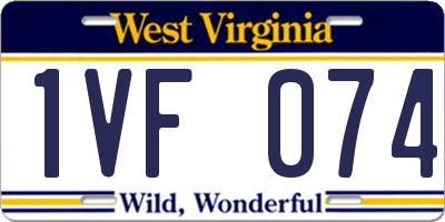 WV license plate 1VF074