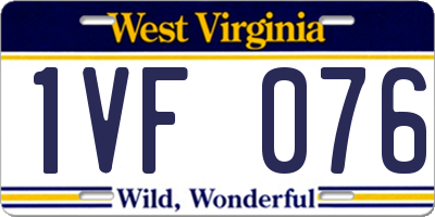 WV license plate 1VF076