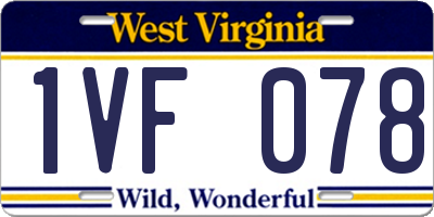 WV license plate 1VF078