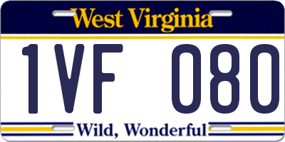 WV license plate 1VF080