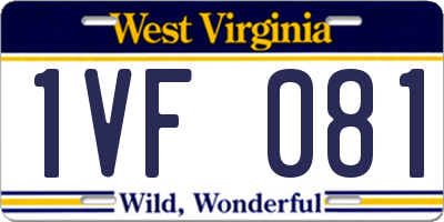WV license plate 1VF081