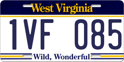 WV license plate 1VF085