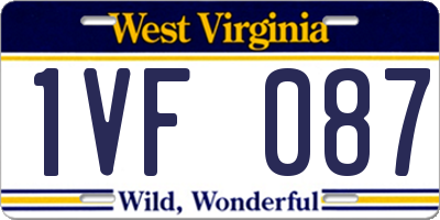 WV license plate 1VF087