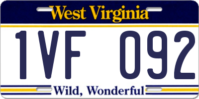 WV license plate 1VF092