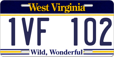 WV license plate 1VF102