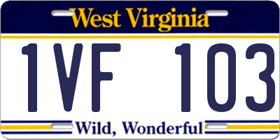 WV license plate 1VF103