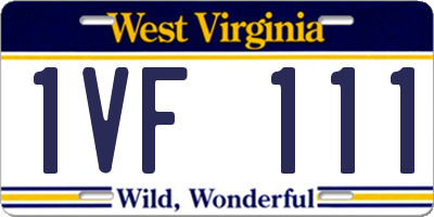 WV license plate 1VF111