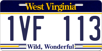 WV license plate 1VF113