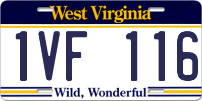 WV license plate 1VF116