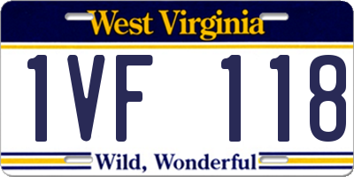 WV license plate 1VF118