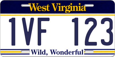 WV license plate 1VF123