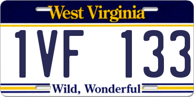WV license plate 1VF133