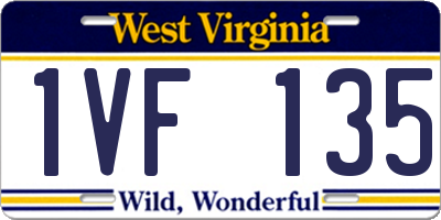 WV license plate 1VF135