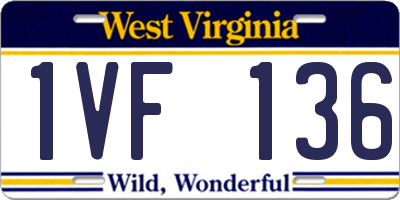WV license plate 1VF136