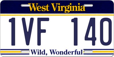 WV license plate 1VF140