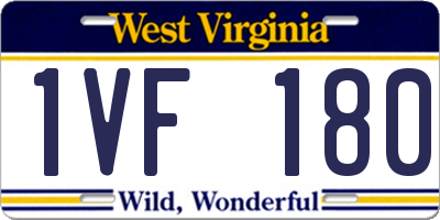 WV license plate 1VF180