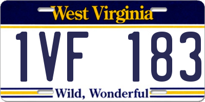 WV license plate 1VF183
