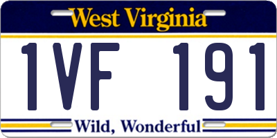 WV license plate 1VF191