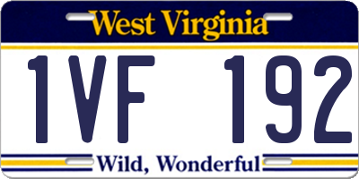 WV license plate 1VF192