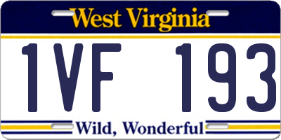 WV license plate 1VF193