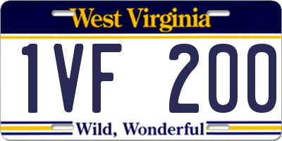WV license plate 1VF200
