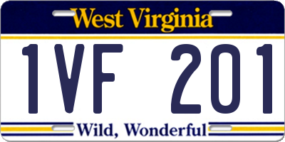 WV license plate 1VF201