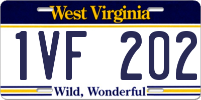 WV license plate 1VF202