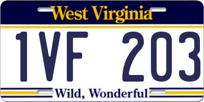 WV license plate 1VF203