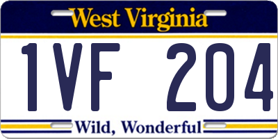 WV license plate 1VF204