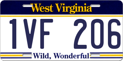 WV license plate 1VF206