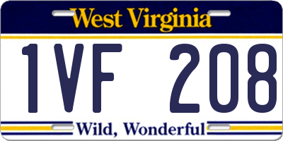 WV license plate 1VF208