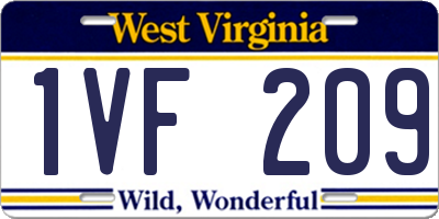 WV license plate 1VF209