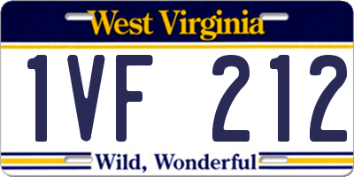 WV license plate 1VF212