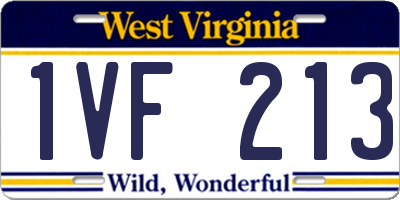 WV license plate 1VF213