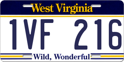 WV license plate 1VF216