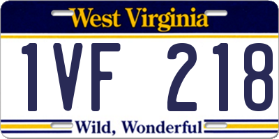 WV license plate 1VF218