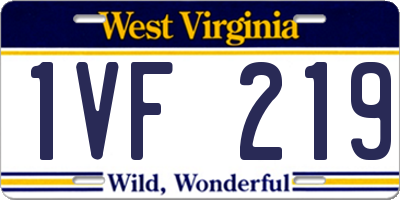 WV license plate 1VF219