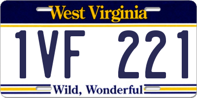 WV license plate 1VF221