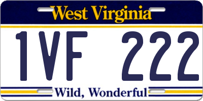 WV license plate 1VF222