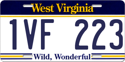 WV license plate 1VF223