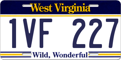 WV license plate 1VF227