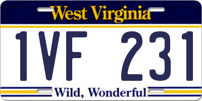 WV license plate 1VF231