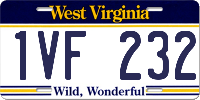 WV license plate 1VF232