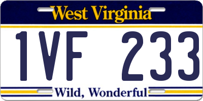 WV license plate 1VF233